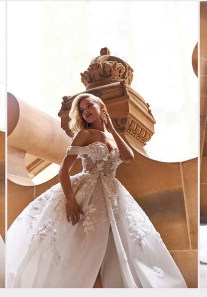 Off-the-Shoulder Ball Gown A-line Wedding Dress Appliques