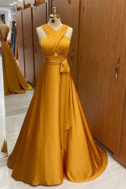 On Sale: Elegant Straps A-Line Long Prom Dress With Halter