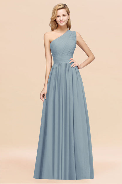 One Shoulder Pleated Chiffon A-line Bridesmaid Dress Burgundy