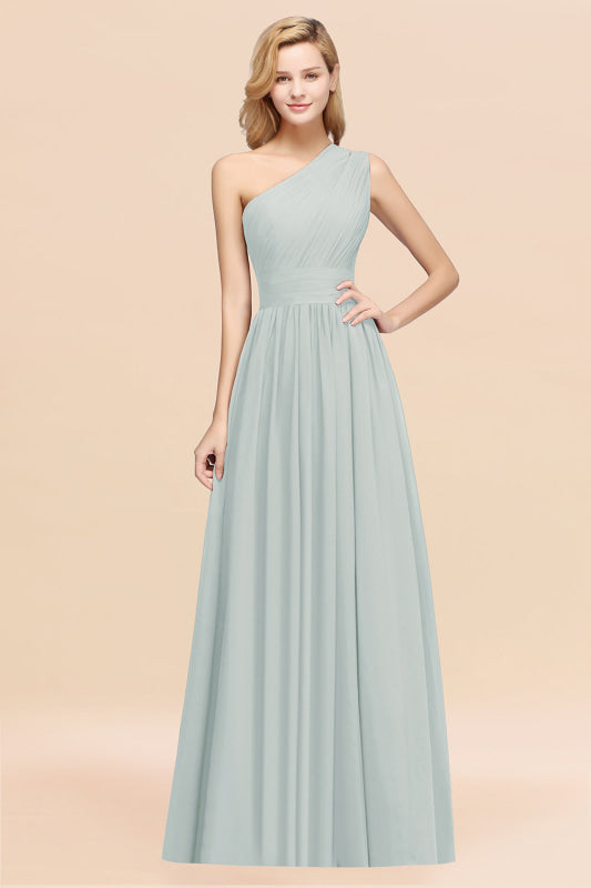 One Shoulder Pleated Chiffon A-line Bridesmaid Dress Burgundy