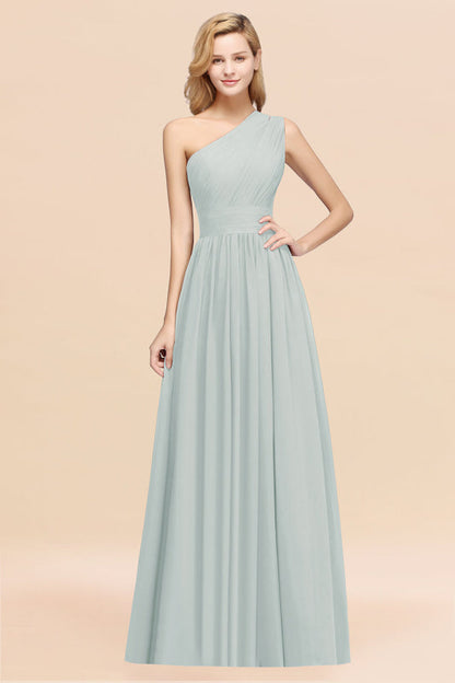 One Shoulder Pleated Chiffon A-line Bridesmaid Dress Burgundy