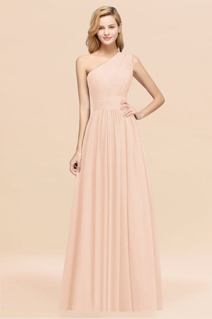 One Shoulder Pleated Chiffon A-line Bridesmaid Dress Burgundy