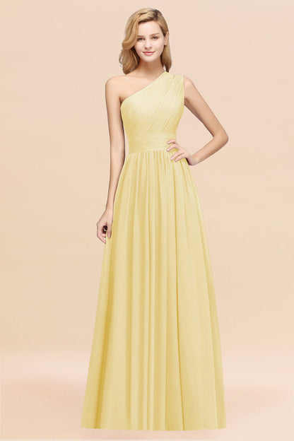 One Shoulder Pleated Chiffon A-line Bridesmaid Dress Burgundy