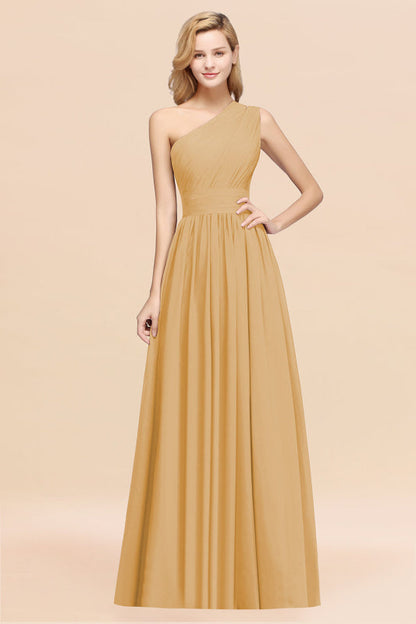 One Shoulder Pleated Chiffon A-line Bridesmaid Dress Burgundy
