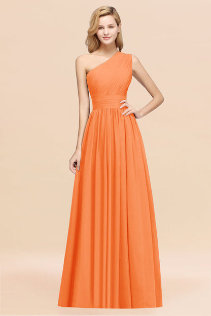 One Shoulder Pleated Chiffon A-line Bridesmaid Dress Burgundy