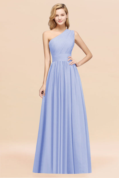 One Shoulder Pleated Chiffon A-line Bridesmaid Dress Burgundy