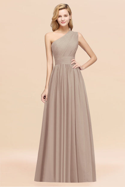 One Shoulder Pleated Chiffon A-line Bridesmaid Dress Burgundy