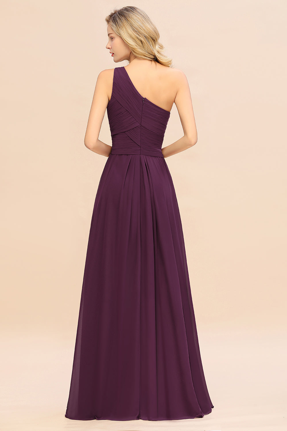 One Shoulder Aline Chiffon Bridesmaid Dress Long Wedding Guest Dress