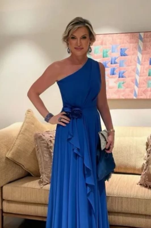 One Shoulder Royal Blue Ruffle Chiffon Mother of the Bride Dress