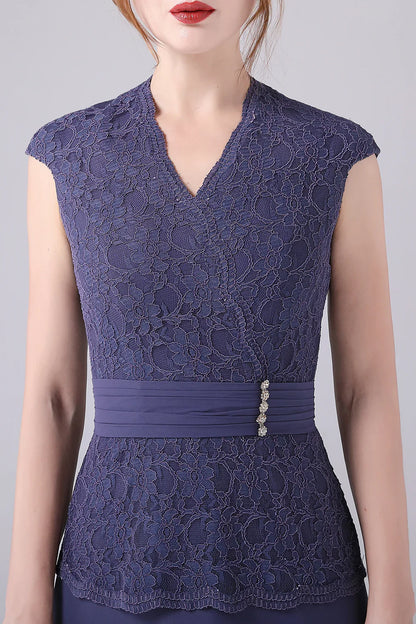 A-line V-neck Floor Length Mother of the Bride Dress