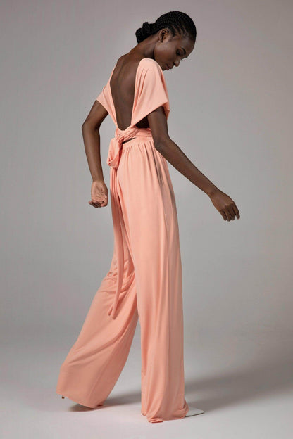 Jumpsuit Floor Length Knitted Fabric Bridesmaid Dress Formal Dresses CB0419