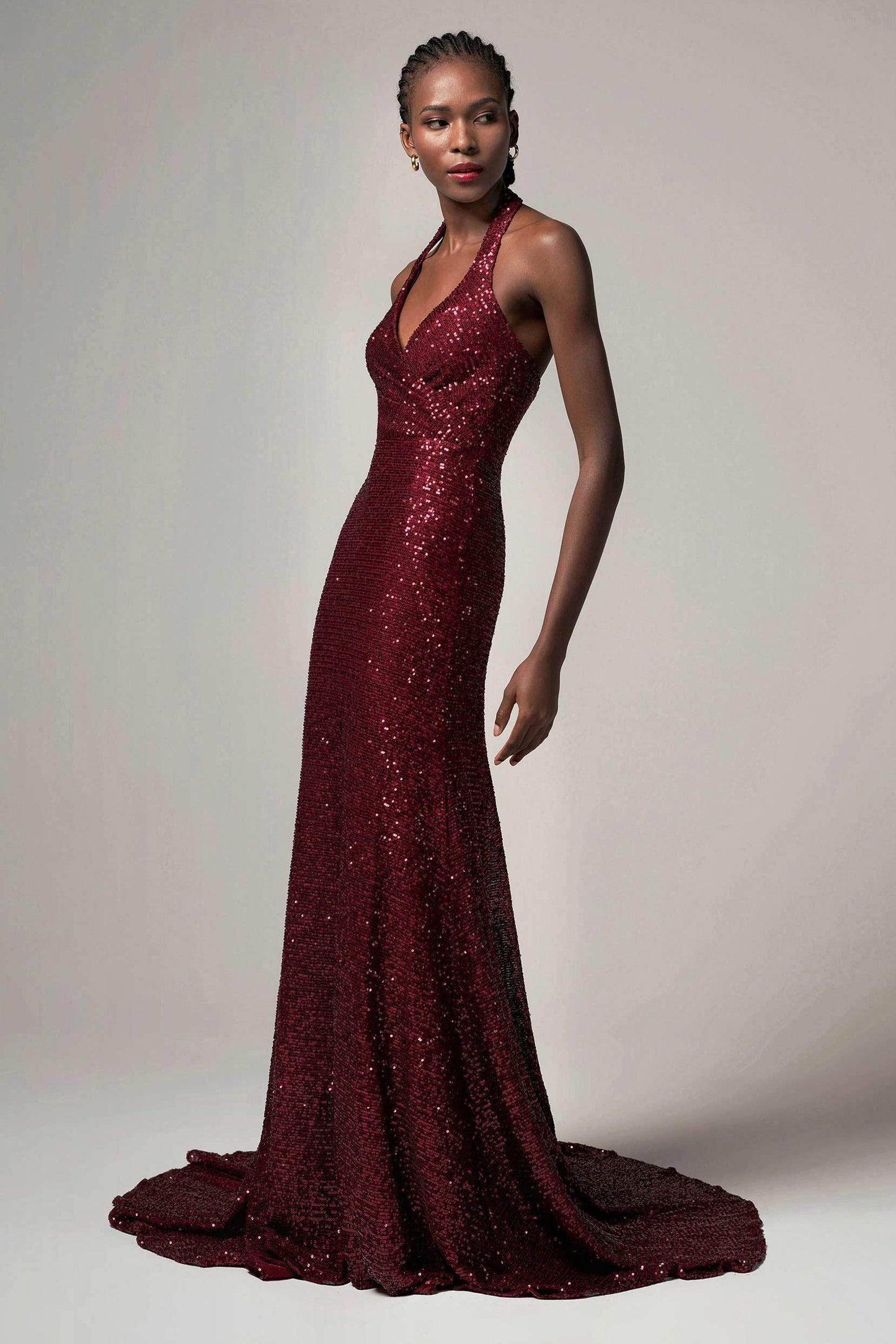 Trumpet-Mermaid Sweep-Brush Train Sequined Dress CB0398