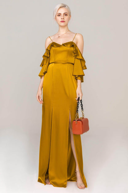 Sheath Sweep Train Luxe Satin Dress CS0310