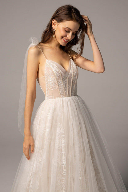 A-Line Court Train Tulle Wedding Dress CW2165