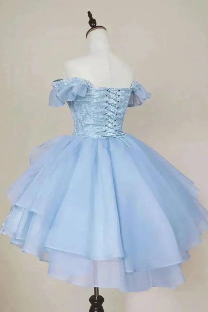 Vintage Pink Beading Design Short Evening Dress, A-line Off-the-shoulder Homecoming Dress HZ1024