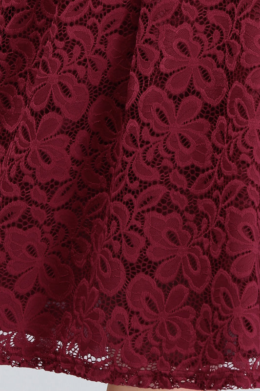 Plus Size Off-the-Shoulder Burgundy Short Bridesmaid Dress Lace