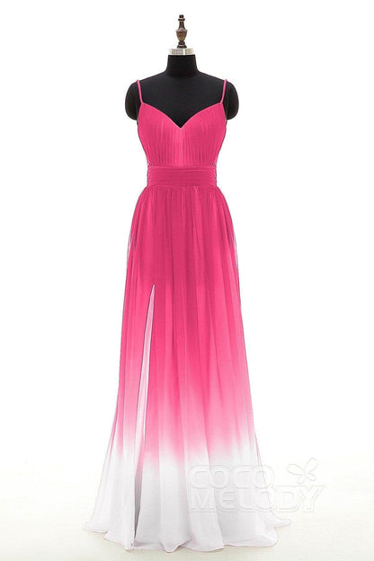 Sheath Floor Length Chiffon Ombre Bridesmaid Dress Formal Dresses PR3268