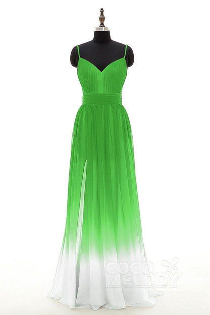 Sheath Floor Length Chiffon Ombre Bridesmaid Dress Formal Dresses PR3268