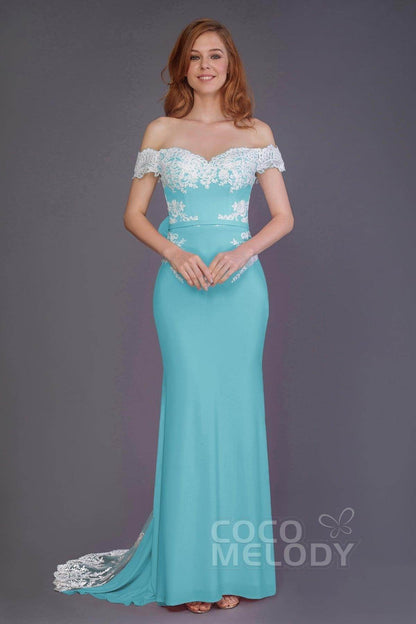 Mermaid Sweep Train Knitted Fabric Bridesmaid Dress PR3491