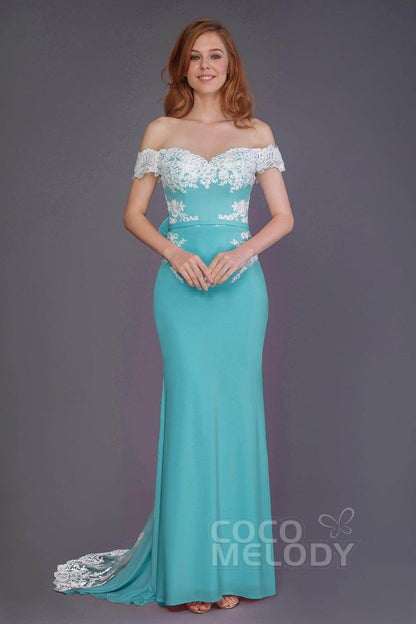 Mermaid Sweep Train Knitted Fabric Bridesmaid Dress PR3491