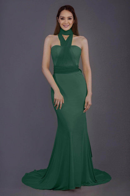 Mermaid Court Train Knitted Fabric Bridesmaid Dress PR3498