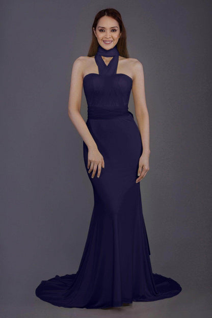 Mermaid Court Train Knitted Fabric Bridesmaid Dress PR3498