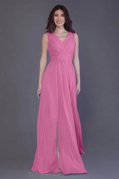 Sheath-Column Floor Length Chiffon Bridesmaid Dress PR3499