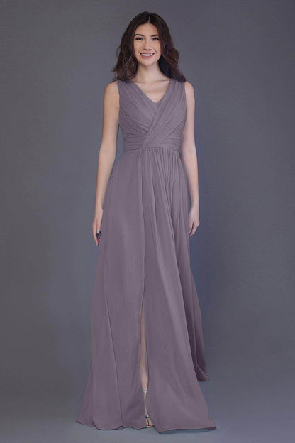 Sheath-Column Floor Length Chiffon Bridesmaid Dress PR3499