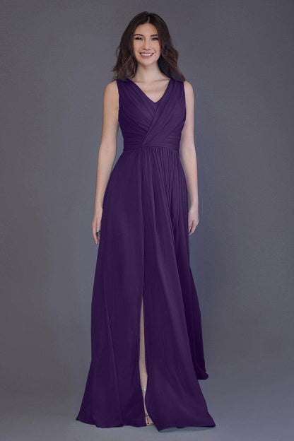 Sheath-Column Floor Length Chiffon Bridesmaid Dress PR3499