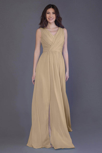 Sheath-Column Floor Length Chiffon Bridesmaid Dress PR3499