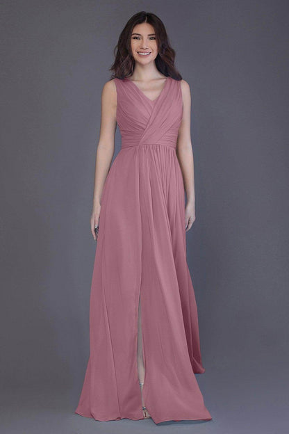 Sheath-Column Floor Length Chiffon Bridesmaid Dress PR3499