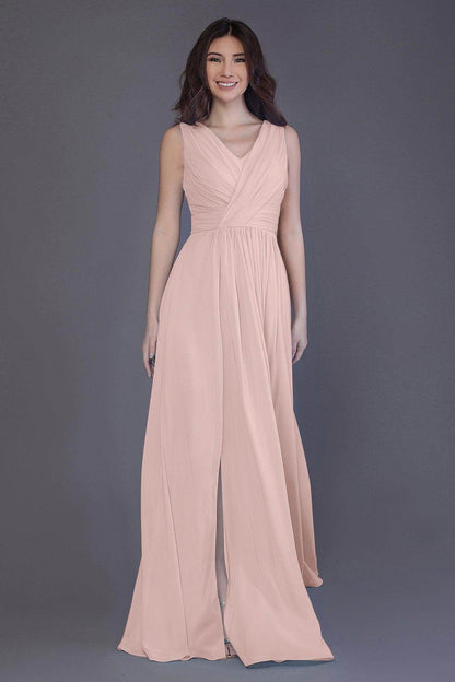 Sheath-Column Floor Length Chiffon Bridesmaid Dress PR3499