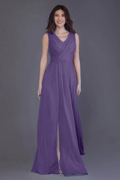 Sheath-Column Floor Length Chiffon Bridesmaid Dress PR3499