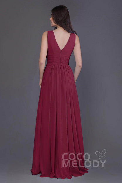 Sheath-Column Floor Length Chiffon Bridesmaid Dress PR3499
