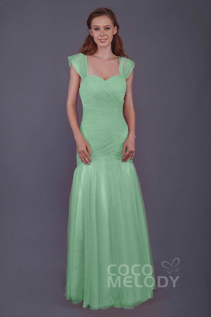 Trumpet-Mermaid Floor Length Tulle Bridesmaid Dress PR3500