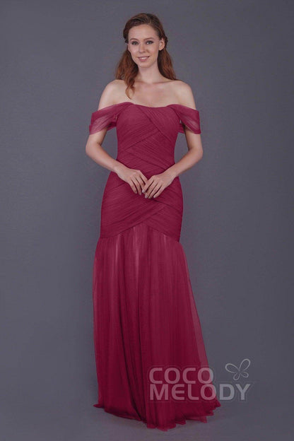 Trumpet-Mermaid Floor Length Tulle Bridesmaid Dress PR3504