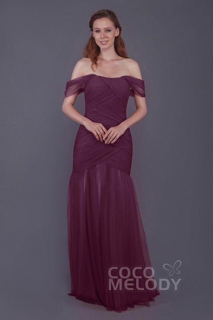 Trumpet-Mermaid Floor Length Tulle Bridesmaid Dress PR3504