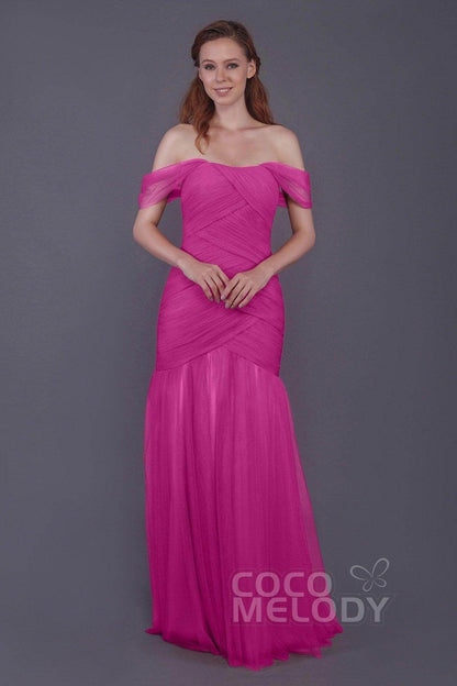 Trumpet-Mermaid Floor Length Tulle Bridesmaid Dress PR3504