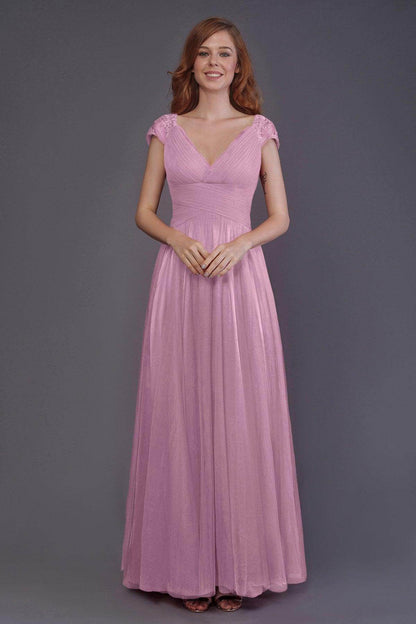 Sheath-Column Floor Length Tulle Bridesmaid Dress PR3510
