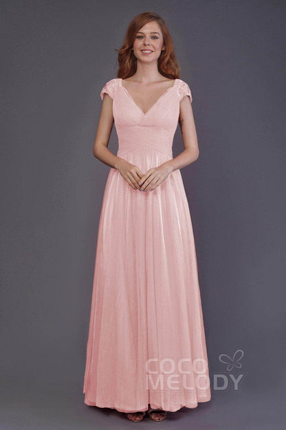 Sheath-Column Floor Length Tulle Bridesmaid Dress PR3510