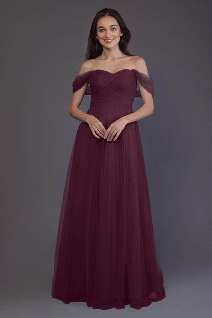 Sheath-Column Floor Length Tulle Bridesmaid Dress PR3512