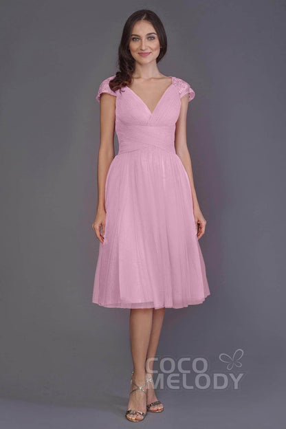 A-Line Knee Length Tulle Bridesmaid Dress PR3515