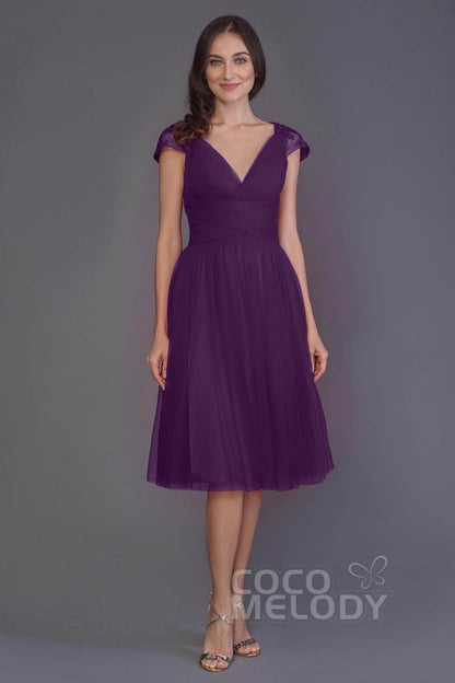 A-Line Knee Length Tulle Bridesmaid Dress PR3515