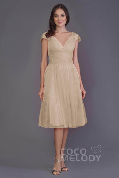 A-Line Knee Length Tulle Bridesmaid Dress PR3515