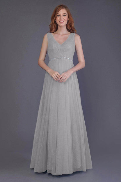 Sheath-Column Floor Length Tulle Bridesmaid Dress PR3518