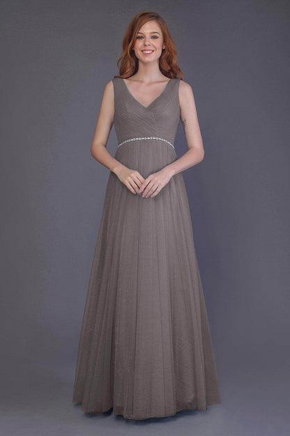 Sheath-Column Floor Length Tulle Bridesmaid Dress PR3518