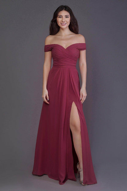 Sheath-Column Floor Length Chiffon Bridesmaid Dress PR3536