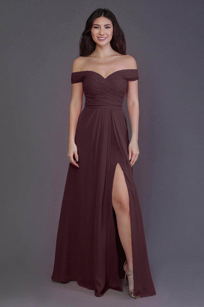 Sheath-Column Floor Length Chiffon Bridesmaid Dress PR3536PS