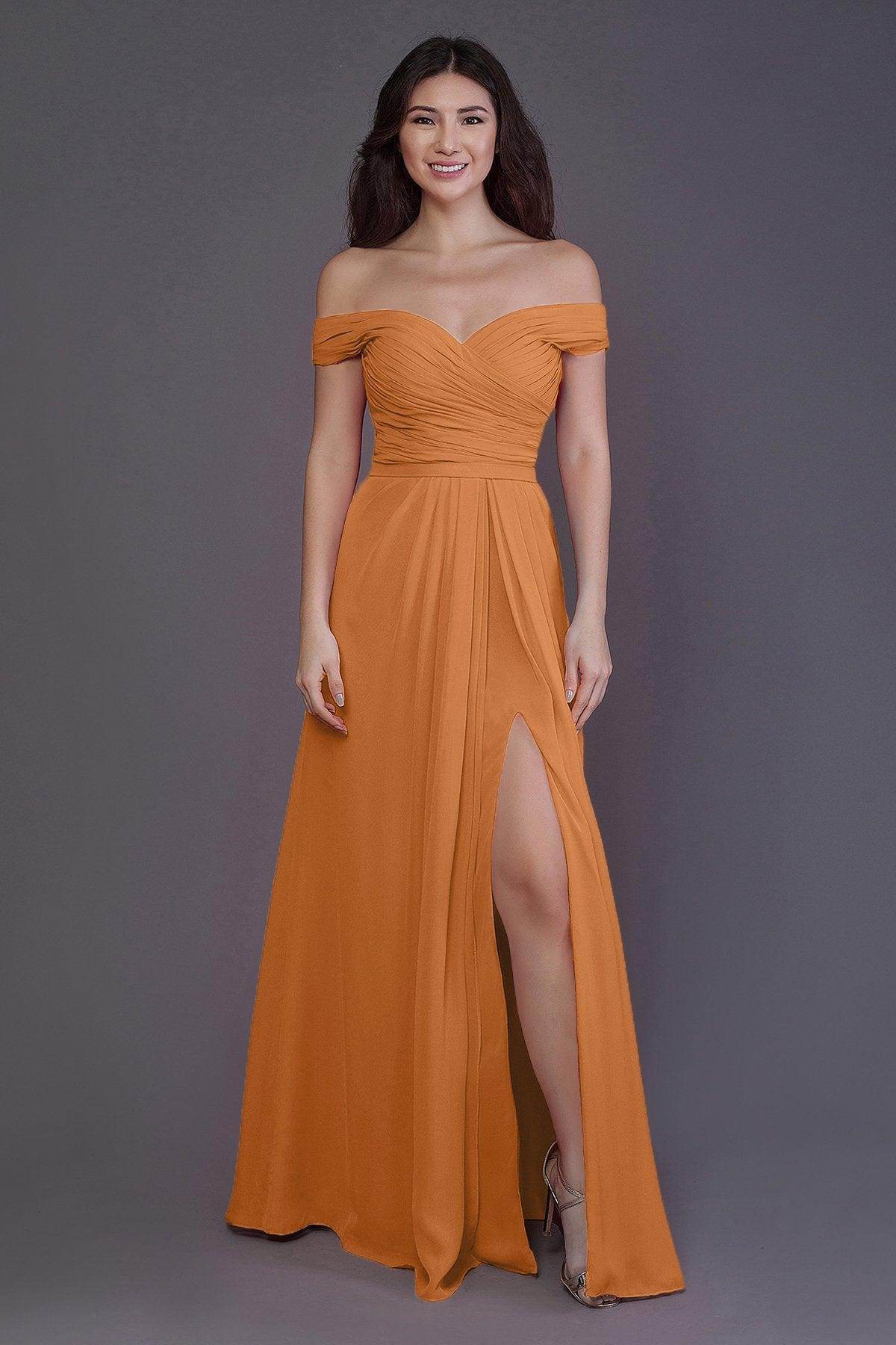 Sheath-Column Floor Length Chiffon Bridesmaid Dress PR3536