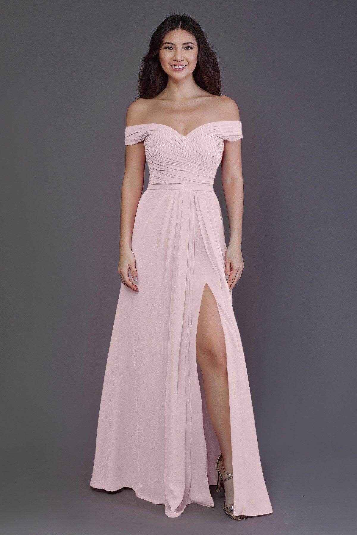 Sheath-Column Floor Length Chiffon Bridesmaid Dress PR3536